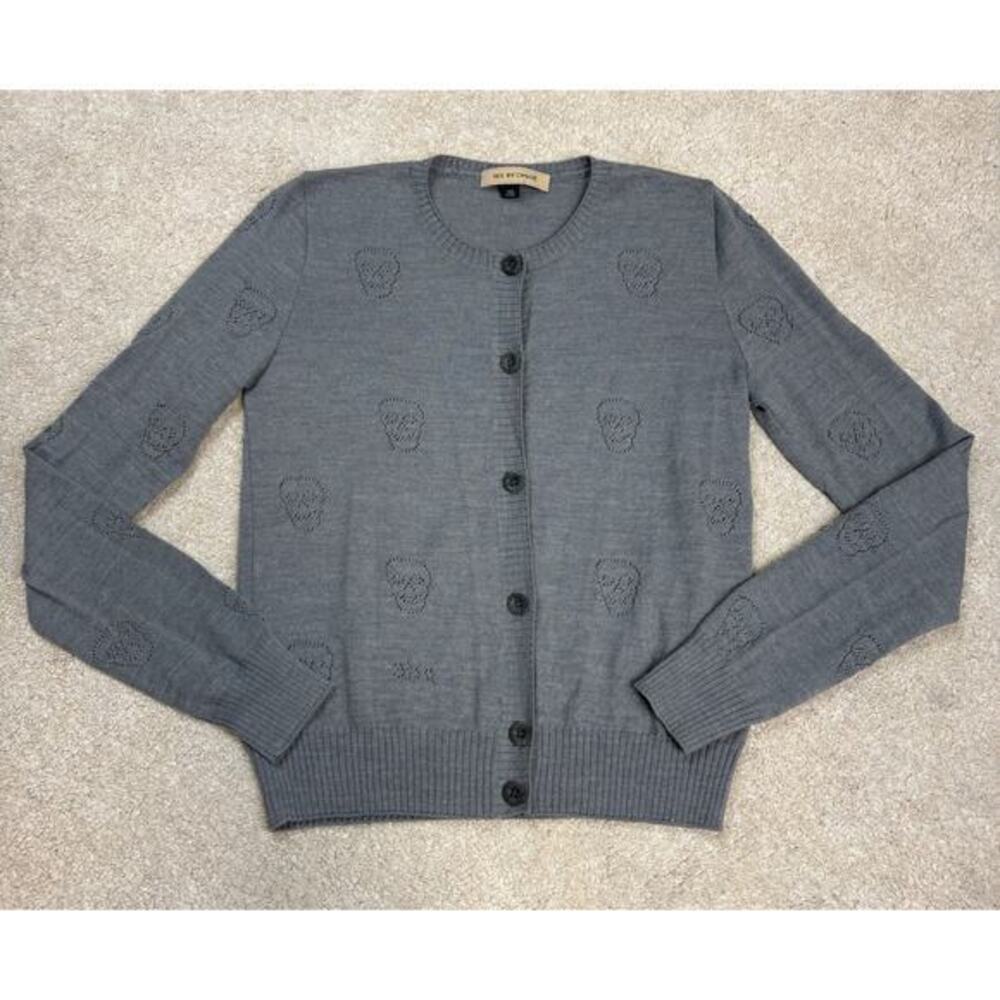 See By Chloe Gray Skull Button Down Wool Blend Cardigan Size XS